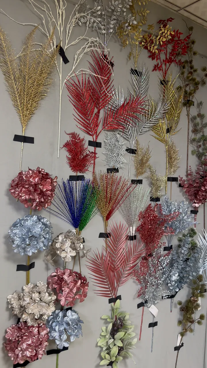 Decorative artificial stem samples in the showroom