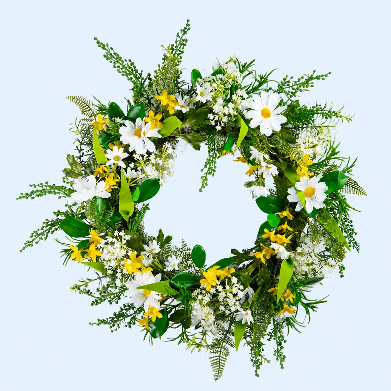 Yellow and white daisy wreath